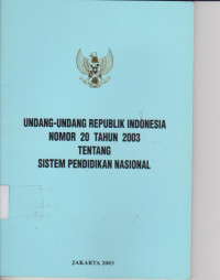 Image of UU RI NO. 20 TH 2003 TENTANG SISTEM PENDIDIKAN NASIONAL